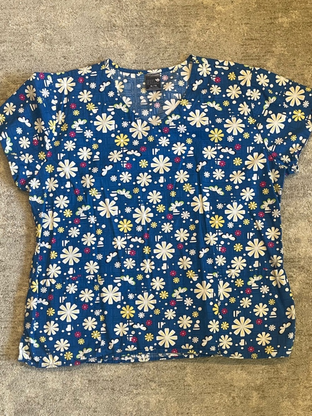 Floral Print Women's Scrub Top